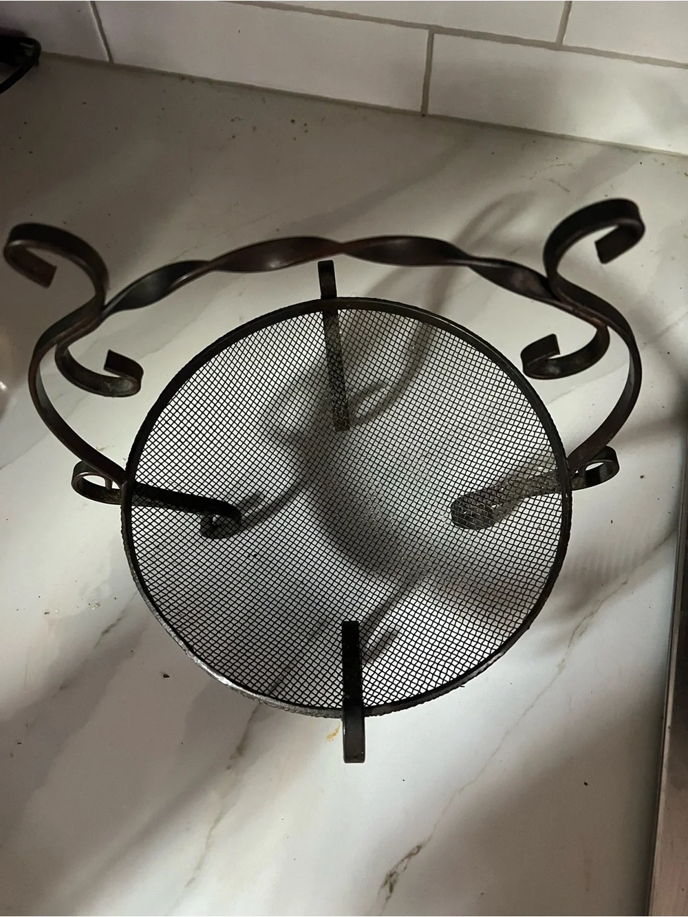 Vintage Wrought Iron Mesh Basket